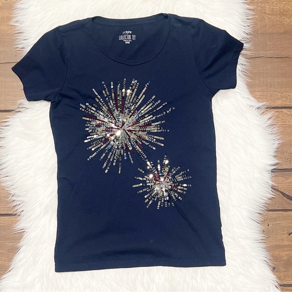 Navy Firework Graphic Kids T-Shirt